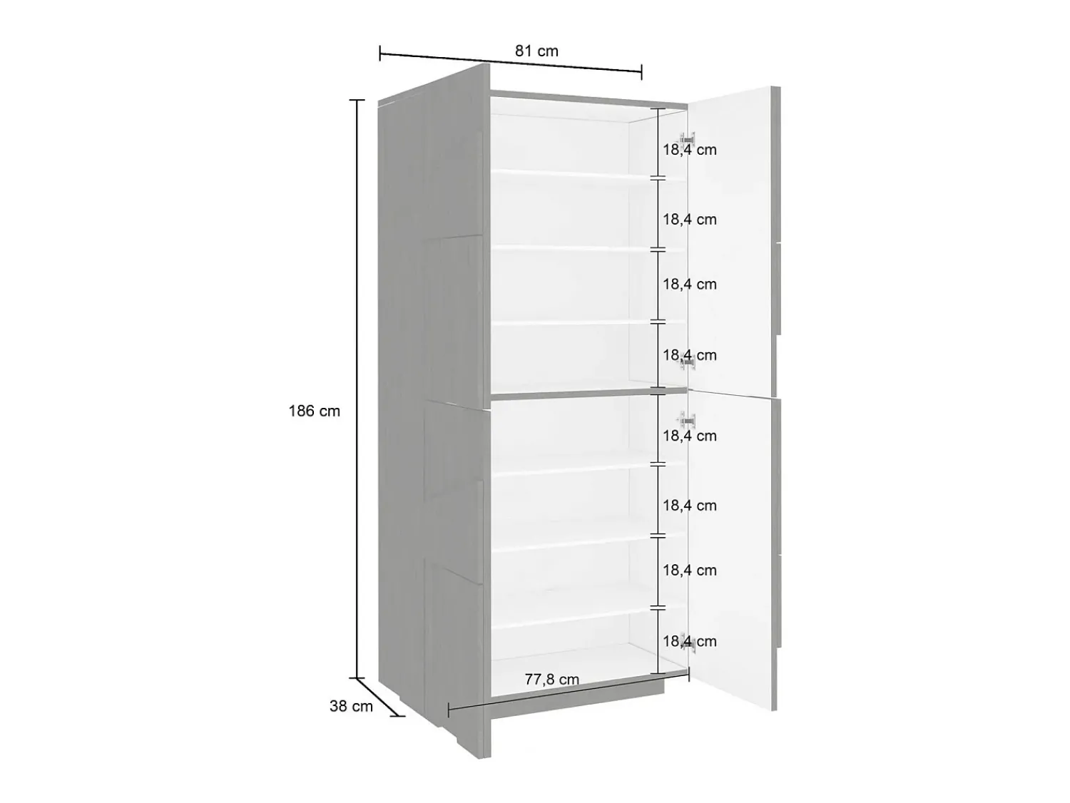 Best Dmora Sapateira Dlerd, Armário multiuso com 4 portas articuladas, Sapateira de entrada, 100% Fabricado na Itália, 81x38h167 cm, Cimento Cinzento