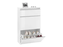 Móvel De Arrumação|Sapateira*Dmora Sapateira Dlogarz, Armário multiuso com 2 portas e 1 porta basculante, Sapateira de entrada, 100% Fabricado na Itália, 60x27h108 cm, brilhante Branco