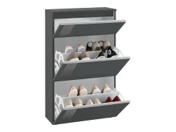 Móvel De Arrumação|Sapateira|Dmora Sapateira Dlogarz, Armário multiuso com 2 portas e 1 porta basculante, Sapateira de entrada, 100% Fabricado na Itália, 60x27h108 cm, Antracite brilhante Preto