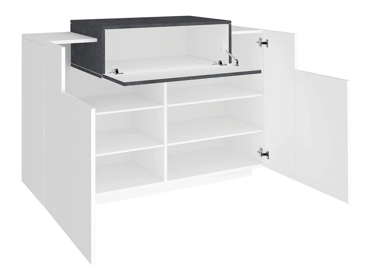 New Dmora Sapateira Dlucc, armário multiuso com 2 portas e 1 porta sanfonada, sapateira de entrada, 100% Fabricado na Itália, 120x45h86 cm, brilhante e ardósia Branco