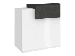 New Dmora Sapateira Dlucc, armário multiuso com 2 portas e 1 porta sanfonada, sapateira de entrada, 100% Fabricado na Itália, 120x45h86 cm, brilhante e ardósia Branco