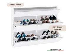 Móvel De Arrumação|Sapateira|Dmora Sapateira Dlukak, Armário multiuso com 2 portas e 1 porta basculante, Sapateira de entrada, 100% Fabricado na Itália, 120x27h108 cm, brilhante Branco