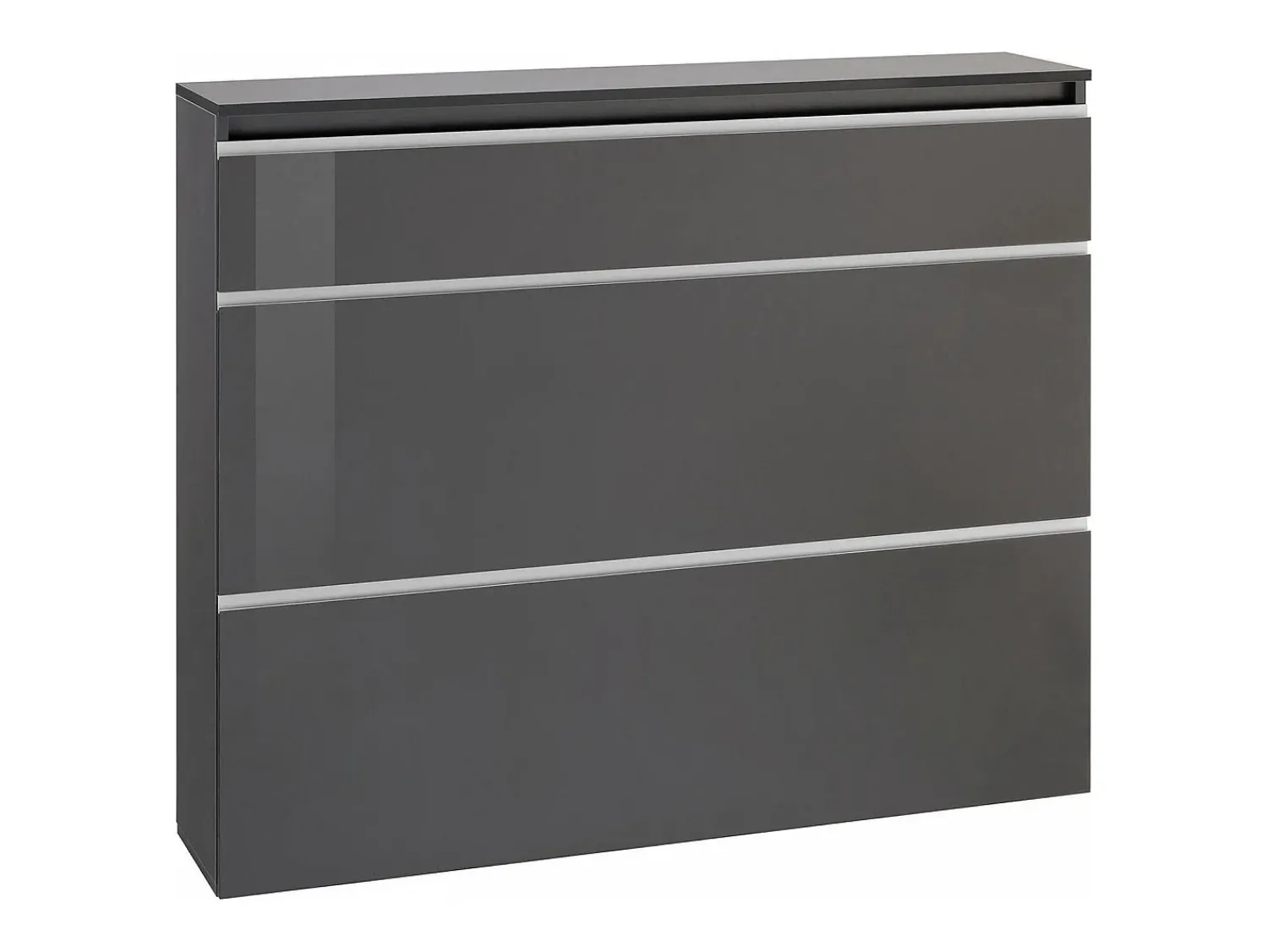 Dmora Sapateira Dlukak, Armário multiuso com 2 portas e 1 porta basculante, Sapateira de entrada, 100% Fabricado na Itália, 120x27h108 cm, Antracite brilhante Preto