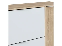 Móvel De Arrumação|Sapateira*Dmora Sapateira Dmagnino, sapateira 4 portas, armário baixo multiuso com 5 prateleiras, sapateira moderna, 106x22h115 cm, Carvalho e Branco Castanho