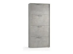 Dmora Sapateira Dmarcat, móvel de entrada multiuso com 4 portas sanfonadas, sapateira de dupla profundidade, 100% Fabricado na Itália, 67x28h147 cm, Cimento^ Móvel De Arrumação|Sapateira