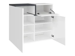 Dmora Sapateira Dmaric, armário multiuso com 2 portas e 1 porta basculante, sapateira de entrada, 100% Fabricado na Itália, 80x40h80 cm, brilhante e ardósia^ Móvel De Arrumação|Sapateira