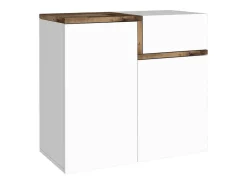 Móvel De Arrumação|Sapateira*Dmora Sapateira Dmaric, armário multiuso com 2 portas e 1 porta basculante, sapateira de entrada, 100% Fabricado na Itália, 80x40h80 cm, brilhante e bordo Branco