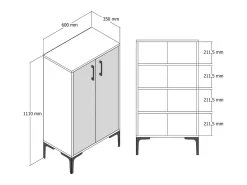 Online Dmora Sapateira Dmarrull, Sapateira, Armário de entrada multiuso,Armário para calçado, 60x35h111 cm, Nogueira e Branco Castanho