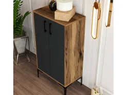 Móvel De Arrumação|Sapateira|Dmora Sapateira Dmarrull, Sapateira, Armário de ingResso multiuso, armário para calçados, 60x35h111 cm, nogueira e antracite Castanho
