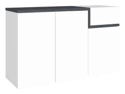 Móvel De Arrumação|Sapateira*Dmora Sapateira Dmessia, armário multiuso com 3 portas e 1 porta sanfonada, sapateira de entrada, 100% Fabricado na Itália, 120x40h80 cm, brilhante e ardósia Branco