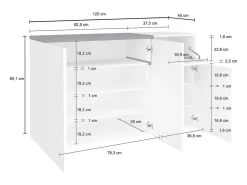 Móvel De Arrumação|Sapateira*Dmora Sapateira Dmessia, armário multiuso com 3 portas e 1 porta sanfonada, sapateira de entrada, 100% Fabricado na Itália, 120x40h80 cm, brilhante e ardósia Branco