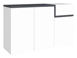 Móvel De Arrumação|Sapateira*Dmora Sapateira Dmessia, armário multiuso com 3 portas e 1 porta sanfonada, sapateira de entrada, 100% Fabricado na Itália, 120x40h80 cm, brilhante e ardósia Branco