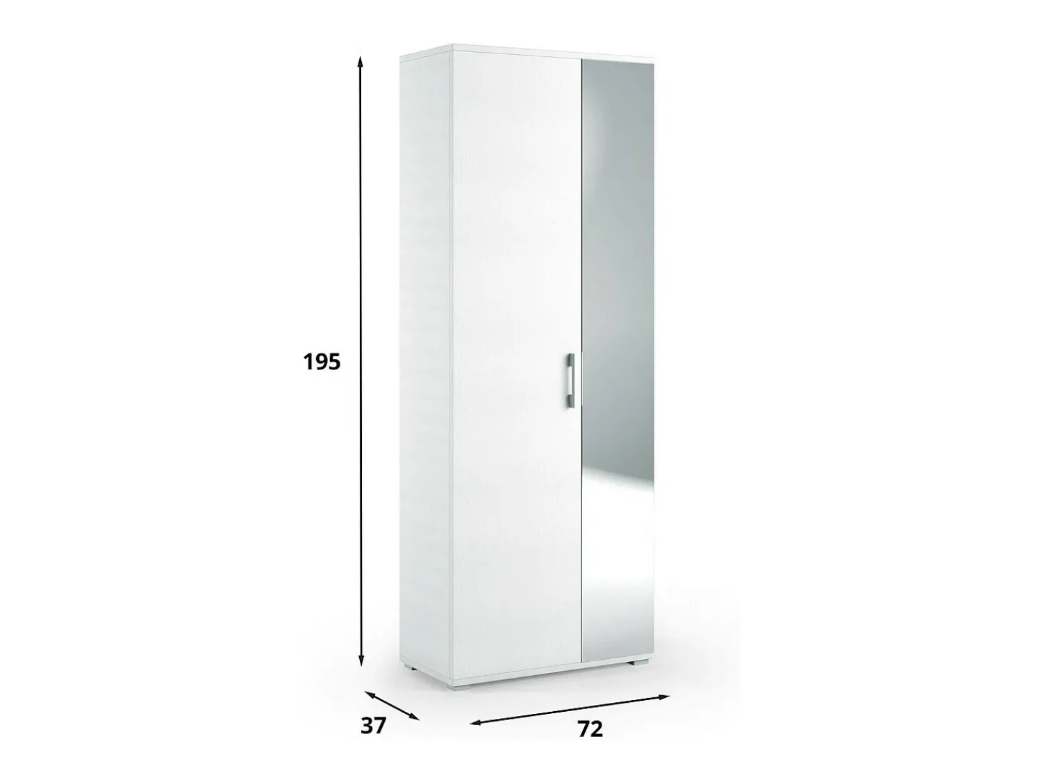 Móvel De Arrumação|Sapateira*Dmora Sapateira Dminiat, móvel de entrada multiuso com porta espelhada, sapateira moderna com 6 prateleiras, 100% Fabricado na Itália, 72x37h195 cm, Branco