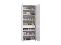 Móvel De Arrumação|Sapateira*Dmora Sapateira Dminiat, móvel de entrada multiuso com porta espelhada, sapateira moderna com 6 prateleiras, 100% Fabricado na Itália, 72x37h195 cm, Branco