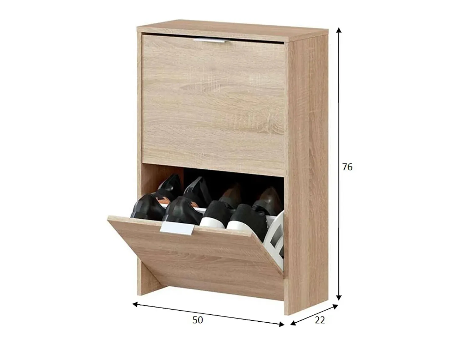 Sale Dmora Sapateira Dmoretto, Sapateira que economiza espaço com 2 portas, Sapateira de entrada, Guarda-roupa de sapateira, 50x22h76 cm, Carvalho Castanho
