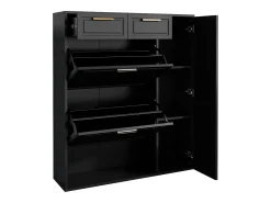 Móvel De Arrumação|Sapateira|Merax Sapateira dobrável - 95 x 24 x 107,5 cm - com prateleiras reguláveis ​​+ 2 gavetas + 1 porta - aglomerado + MDF + metal - Preto