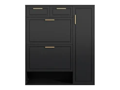 Móvel De Arrumação|Sapateira|Merax Sapateira dobrável - 95 x 24 x 107,5 cm - com prateleiras reguláveis + 2 gavetas + 1 porta - aglomerado + MDF + metal - Preto