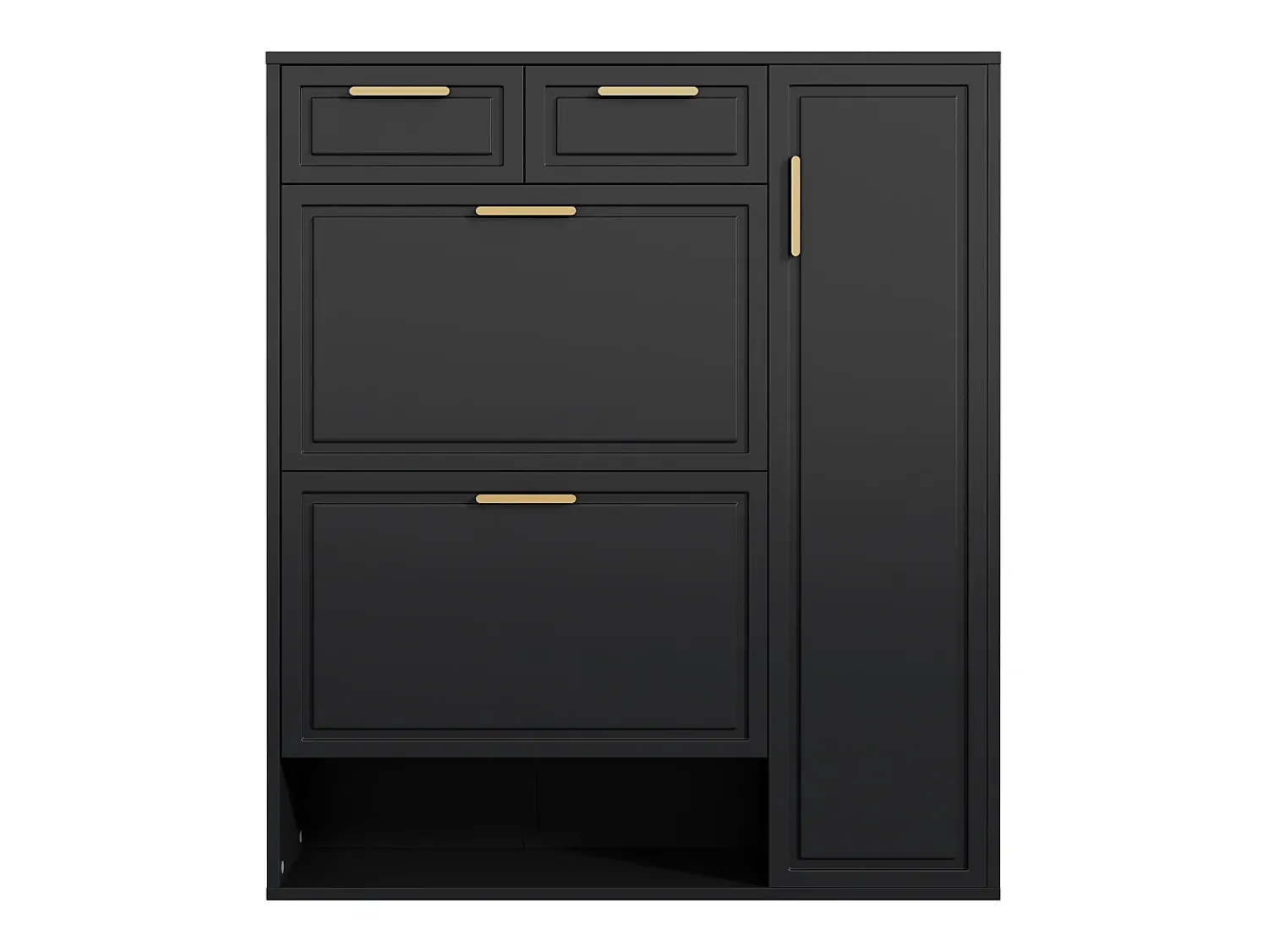 Móvel De Arrumação|Sapateira|Merax Sapateira dobrável - 95 x 24 x 107,5 cm - com prateleiras reguláveis + 2 gavetas + 1 porta - aglomerado + MDF + metal - Preto