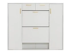 Merax Sapateira dobrável - 120 x 24 x 107 cm - com 2 gavetas + 2 portas + prateleiras reguláveis - MDF + metal -^ Móvel De Arrumação|Sapateira