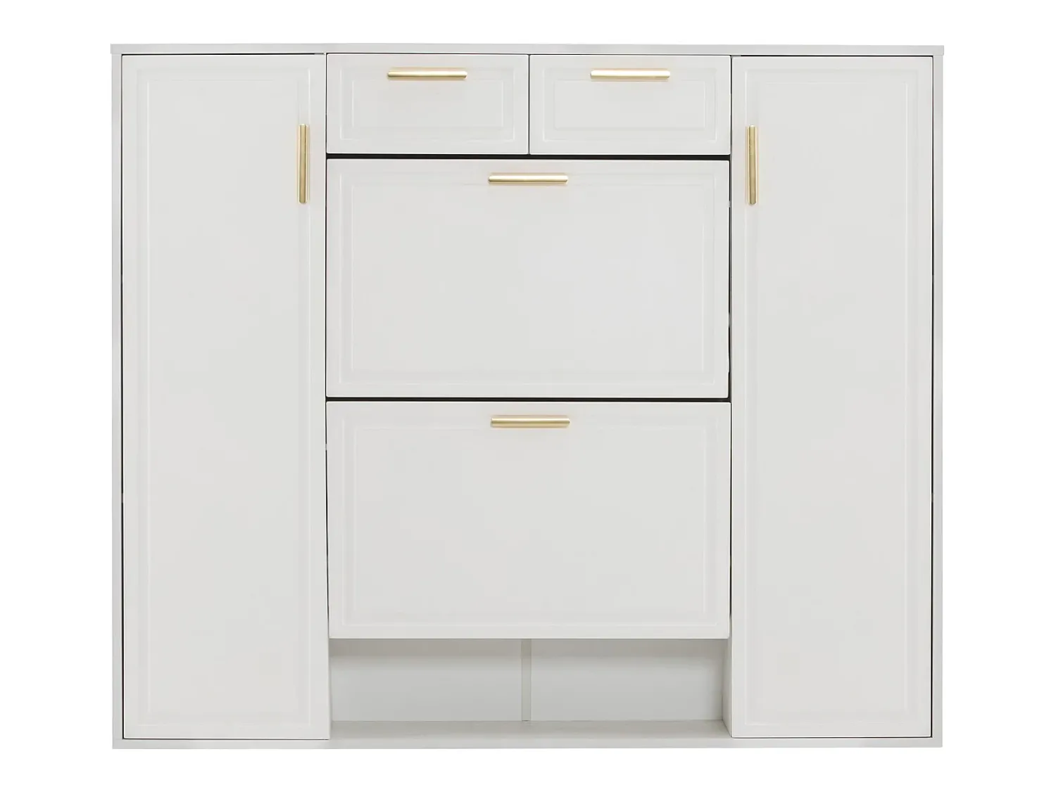 Merax Sapateira dobrável - 120 x 24 x 107 cm - com 2 gavetas + 2 portas + prateleiras reguláveis - MDF + metal -^ Móvel De Arrumação|Sapateira