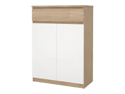 Dmora Sapateira Dtravers, Sapateira, Armário de entrada multiusos, Sapateira, 80x40 h111 cm, Carvalho e Branco^ Móvel De Arrumação|Sapateira