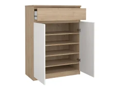 Dmora Sapateira Dtravers, Sapateira, Armário de entrada multiusos, Sapateira, 80x40 h111 cm, Carvalho e Branco^ Móvel De Arrumação|Sapateira