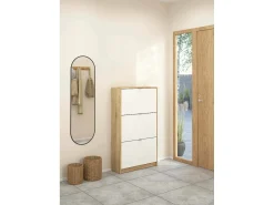 Discount Dmora Sapateira Dtresold, Sapateira, Armário de entrada multiusos, Sapateira, 70x24 h124 cm, Carvalho e Branco Castanho