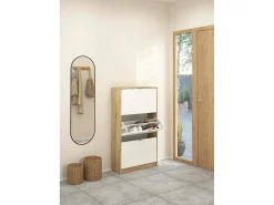 Discount Dmora Sapateira Dtresold, Sapateira, Armário de entrada multiusos, Sapateira, 70x24 h124 cm, Carvalho e Branco Castanho