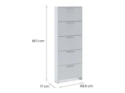 Móvel De Arrumação|Sapateira|Dmora Sapateira Dzuze, Sapateira, Guarda-roupaDe entrada multiuso, Armário para calçado, 69x17h187 cm, Branco