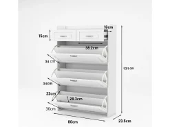 Móvel De Arrumação|Sapateira*ModernLuxe Sapateira em aglomerado de partículas - 3 portas de batente e 2 gavetas - Branco