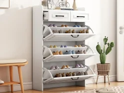 Móvel De Arrumação|Sapateira*ModernLuxe Sapateira em aglomerado de partículas - 3 portas de batente e 2 gavetas - Branco