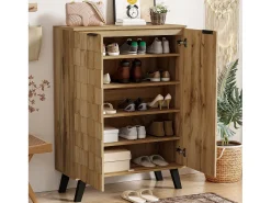 Móvel De Arrumação|Sapateira*Hauss Spole Sapateira em madeira, 5 níveis, prateleiras ajustáveis, armário de corredor 80,5 x 35 x 109,5 cm Natural claro
