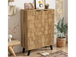Móvel De Arrumação|Sapateira*Hauss Spole Sapateira em madeira, 5 níveis, prateleiras ajustáveis, armário de corredor 80,5 x 35 x 109,5 cm Natural claro