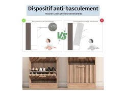 Móvel De Arrumação|Sapateira| Sapateira em Madeira com Design Moderno 3 Gavetas Basculantes 113x60x24 cm – Estrutura Robusta e Painel Respirável Natural claro