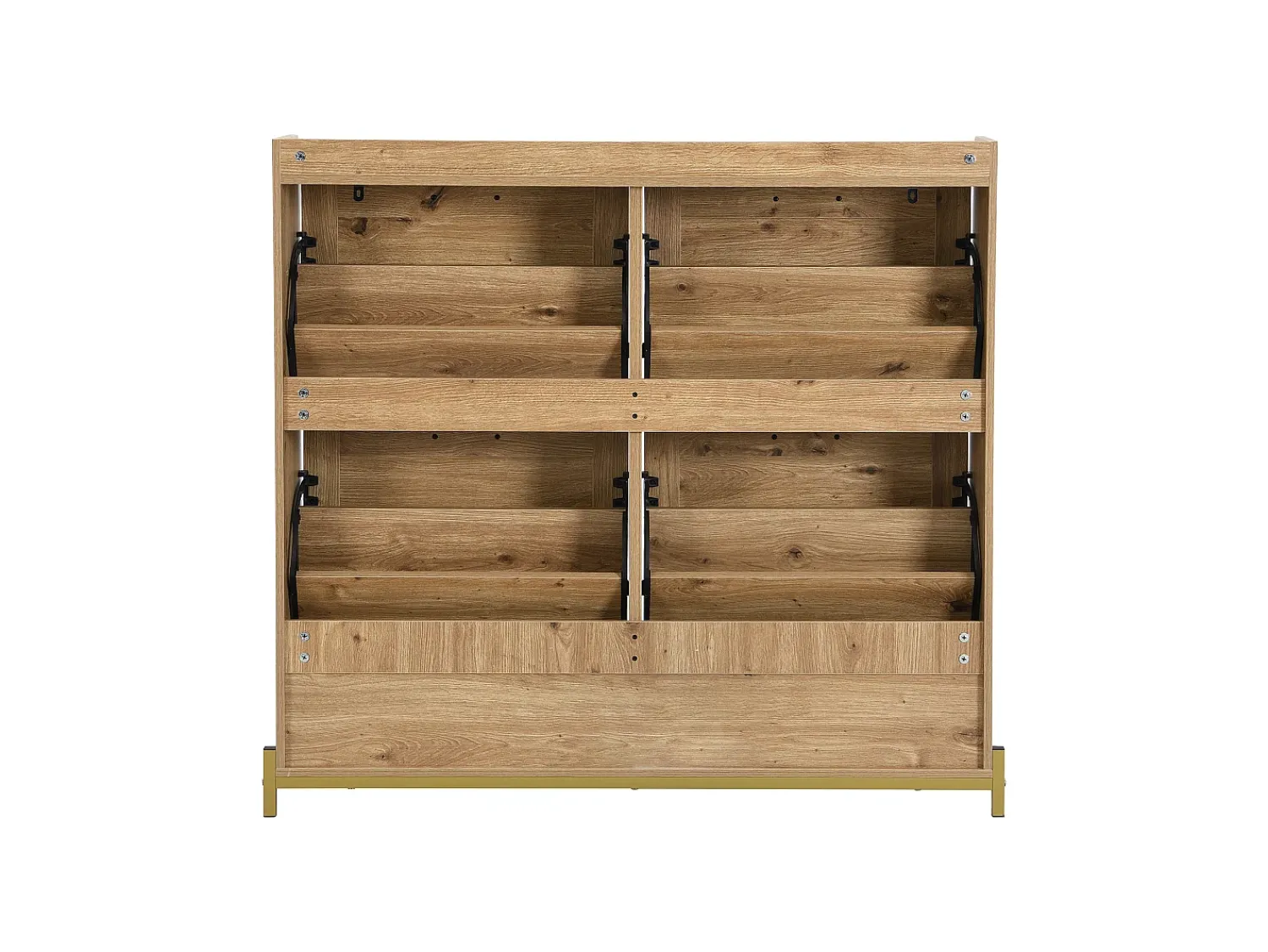 Móvel De Arrumação|Sapateira|Hauss Spole Sapateira em madeira com quatro gavetas suspensas, portas em verga, dimensões: 108,5 x 24 x 100 cm Natural claro