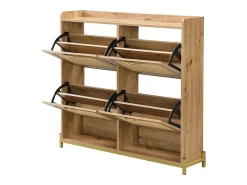 Móvel De Arrumação|Sapateira|Hauss Spole Sapateira em madeira com quatro gavetas suspensas, portas em verga, dimensões: 108,5 x 24 x 100 cm Natural claro