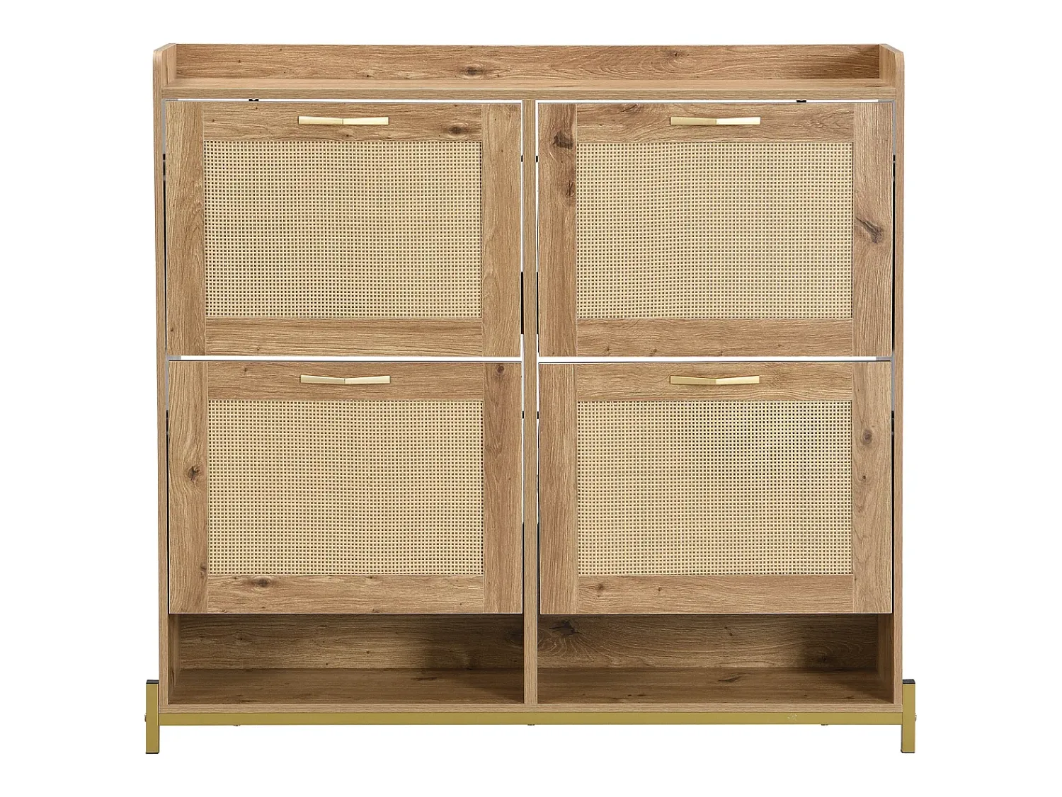 Móvel De Arrumação|Sapateira|Hauss Spole Sapateira em madeira com quatro gavetas suspensas, portas em verga, dimensões: 108,5 x 24 x 100 cm Natural claro