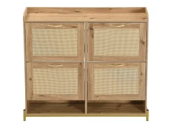 Móvel De Arrumação|Sapateira|Hauss Spole Sapateira em madeira com quatro gavetas suspensas, portas em verga, dimensões: 108,5 x 24 x 100 cm Natural claro