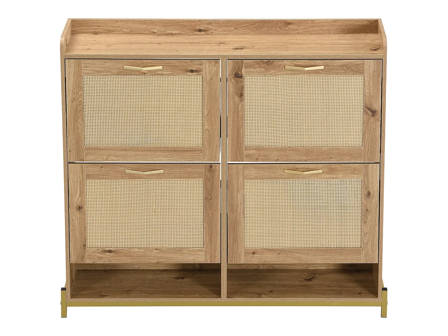 Móvel De Arrumação|Sapateira|Hauss Spole Sapateira em madeira com quatro gavetas suspensas, portas em verga, dimensões: 108,5 x 24 x 100 cm Natural claro