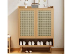 Móvel De Arrumação|Sapateira|Hauss Spole Sapateira em madeira com 2 portas em verga e várias prateleiras 80x35x105cm Natural claro