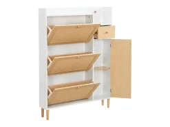 Móvel De Arrumação|Sapateira*Hauss Spole Sapateira em madeira e rattan, 3 portas e 1 gaveta, 90 x 17 x 125 cm, cor natural + branco Natural claro