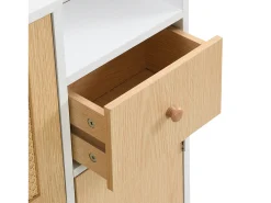 Móvel De Arrumação|Sapateira*Hauss Spole Sapateira em madeira e rattan, 3 portas e 1 gaveta, 90 x 17 x 125 cm, cor natural + branco Natural claro
