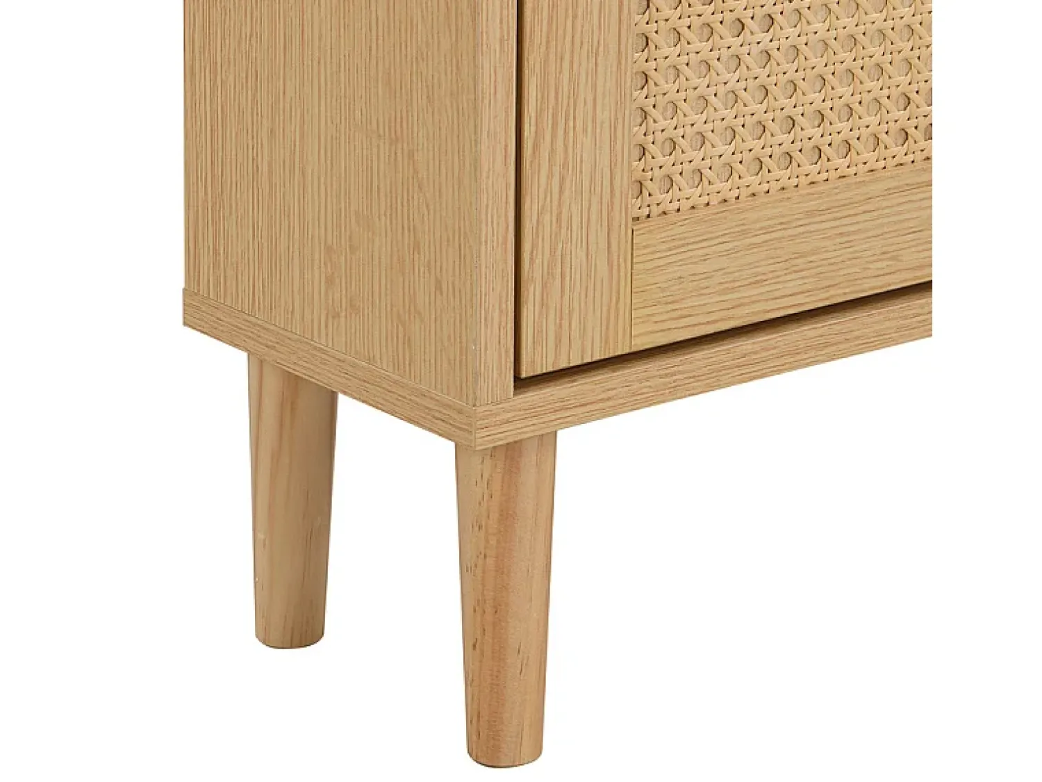 Móvel De Arrumação|Sapateira*ModernLuxe Sapateira em madeira e rattan - 3 portas de batente e 1 gaveta - prateleira ajustável - Natural Natural claro