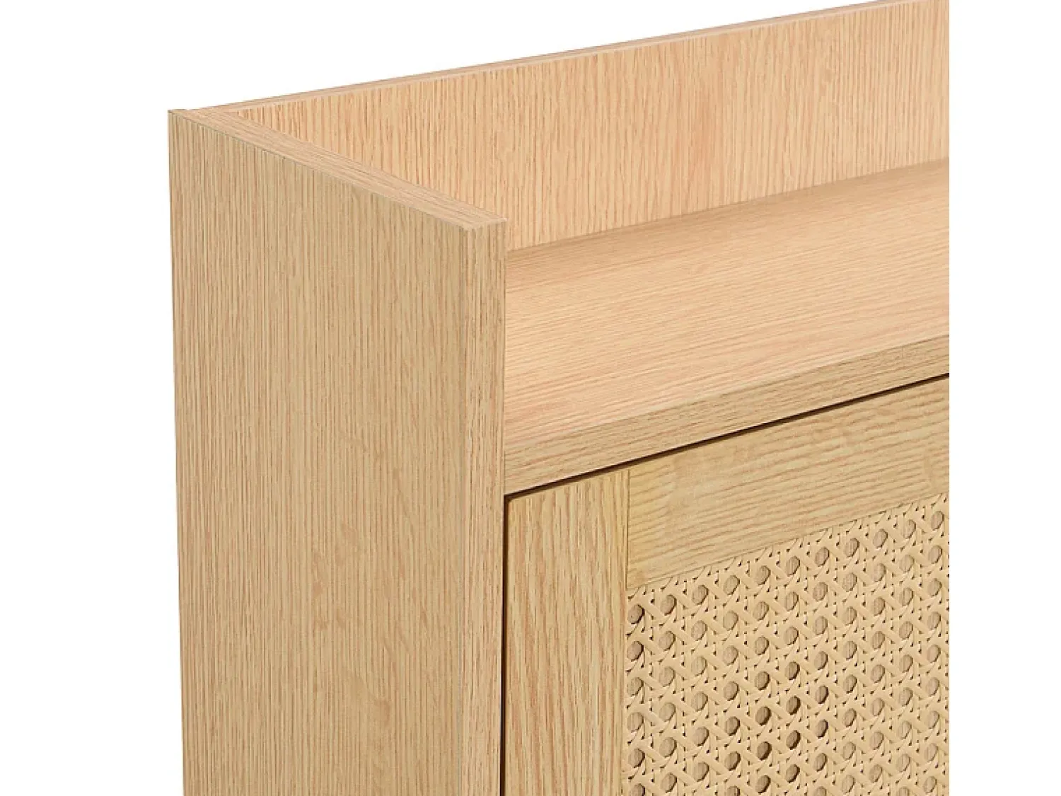 Móvel De Arrumação|Sapateira*ModernLuxe Sapateira em madeira e rattan - 3 portas de batente e 1 gaveta - prateleira ajustável - Natural Natural claro