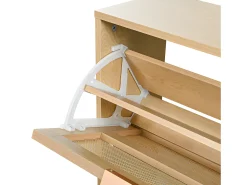 Best ModernLuxe Sapateira em madeira e vime - 4 portas basculantes - Natural Natural claro