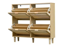 Best ModernLuxe Sapateira em madeira e vime - 4 portas basculantes - Natural Natural claro