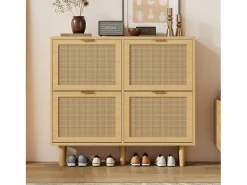 Móvel De Arrumação|Sapateira*Hauss Spole Sapateira em verga com 4 gavetas dobráveis, cor 100x25x90,3cm Natural claro