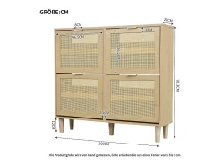 Móvel De Arrumação|Sapateira*Hauss Spole Sapateira em verga com 4 gavetas dobráveis, cor 100x25x90,3cm Natural claro