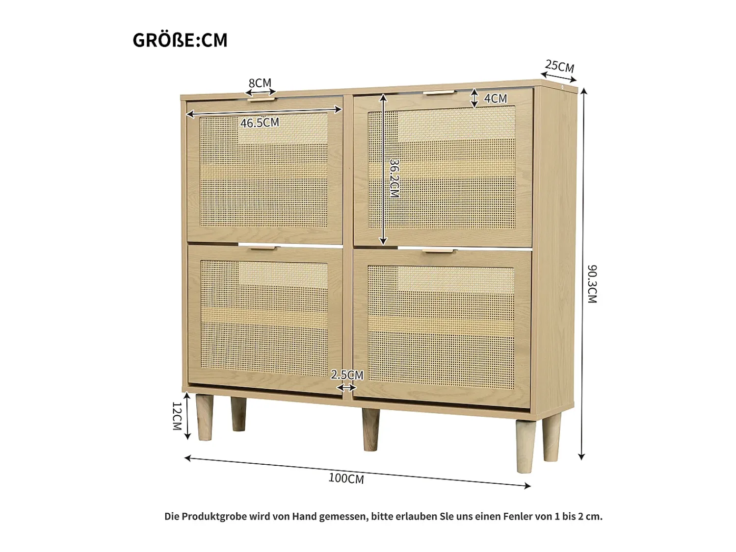 Móvel De Arrumação|Sapateira*Hauss Spole Sapateira em verga com 4 gavetas dobráveis, cor 100x25x90,3cm Natural claro