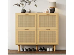 Móvel De Arrumação|Sapateira*Hauss Spole Sapateira em verga com 4 gavetas dobráveis, cor 100x25x90,3cm Natural claro